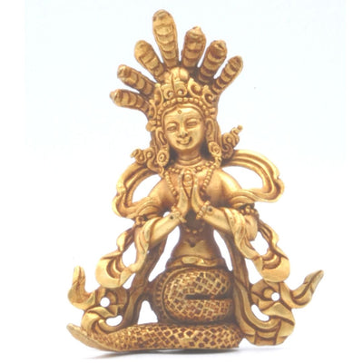 Naga Statue - small in electro gold. Made in Nepal.