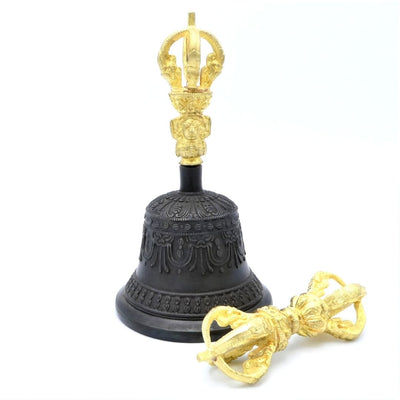 Buddhist Bell and Dorje, Ghanta and Vajra, 5 prong 