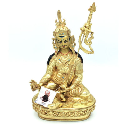 Large Gold Guru Rinpoche Statue. Made in Nepal.