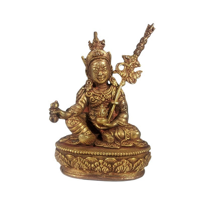 small electro-gold Guru Rinpoche Statue. Made in Nepal.