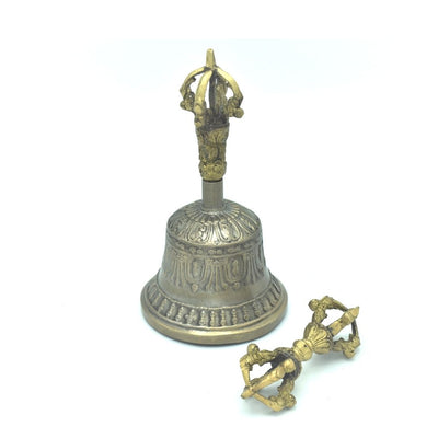Buddhist Bell and Dorje, Ghanta and Vajra, 5 prong 