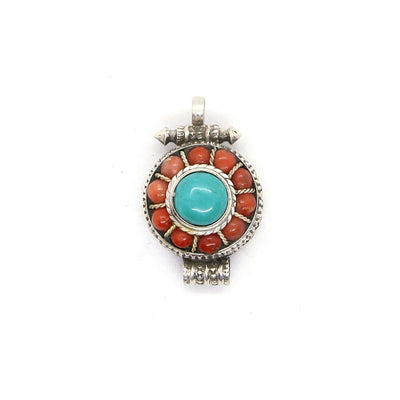 silver gau with turquoise and coral